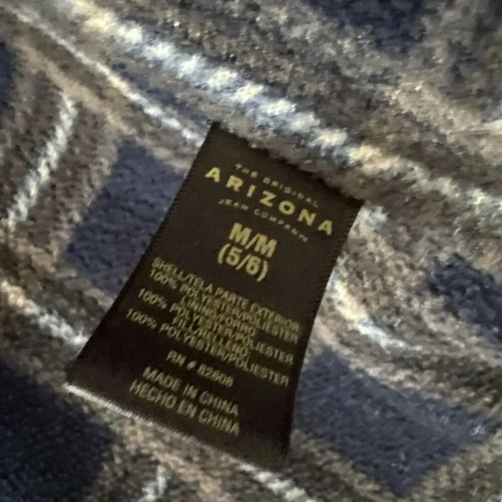 Arizona Boys Medium Jacket Flannel Lined Hooded Blue Winter Coat Outdoors